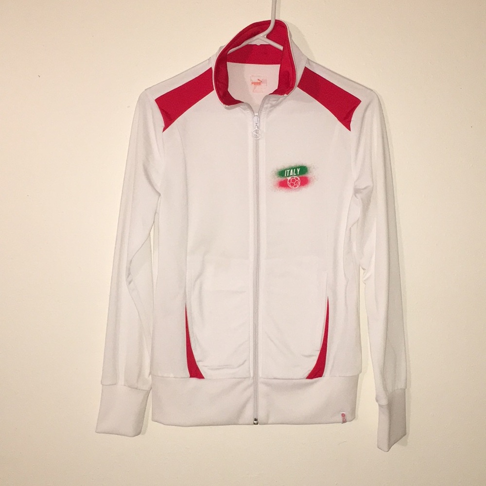 Puma white and red unlined jacket